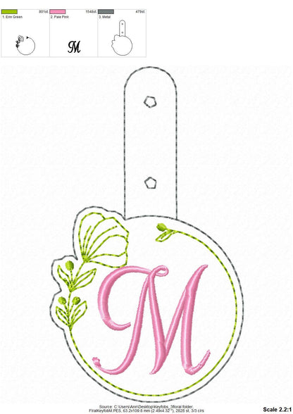 Floral Frame Monogram Keychain ITH – Girl embroidery design by Artapli