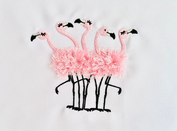 5 Fringed Fluffy Flamingo