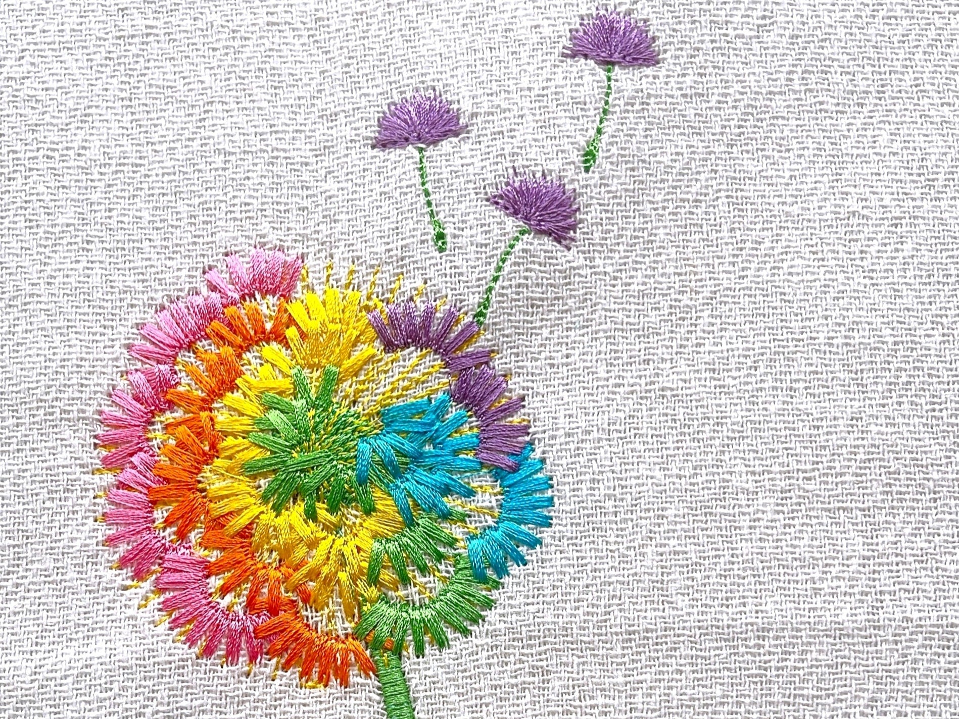 Fringed Dandelion Flower – Sizes 4" 5" 6" 7" 8" 9" Digital Embroidery File | Artapli