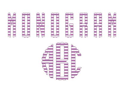 Scalloped striped Circle Monogram FONT machine – Embroidery 2" 2.5" 2.7" 3" 4" 4.5" | BX PES DST JEF | Artapli
