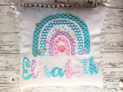 Mermaid summer sea beach Rainbow Machine Embroidery 4" 5" 6" 7" 8" 9" | PES DST JEF | Artapli