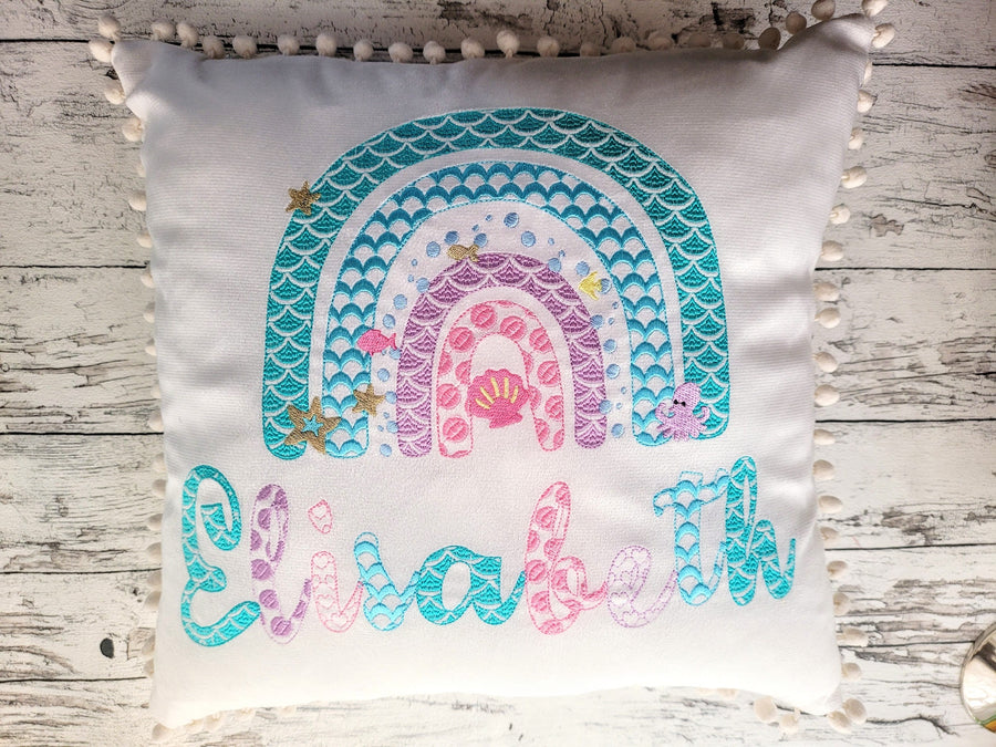Mermaid summer sea beach Rainbow Machine Embroidery 4" 5" 6" 7" 8" 9" | PES DST JEF | Artapli