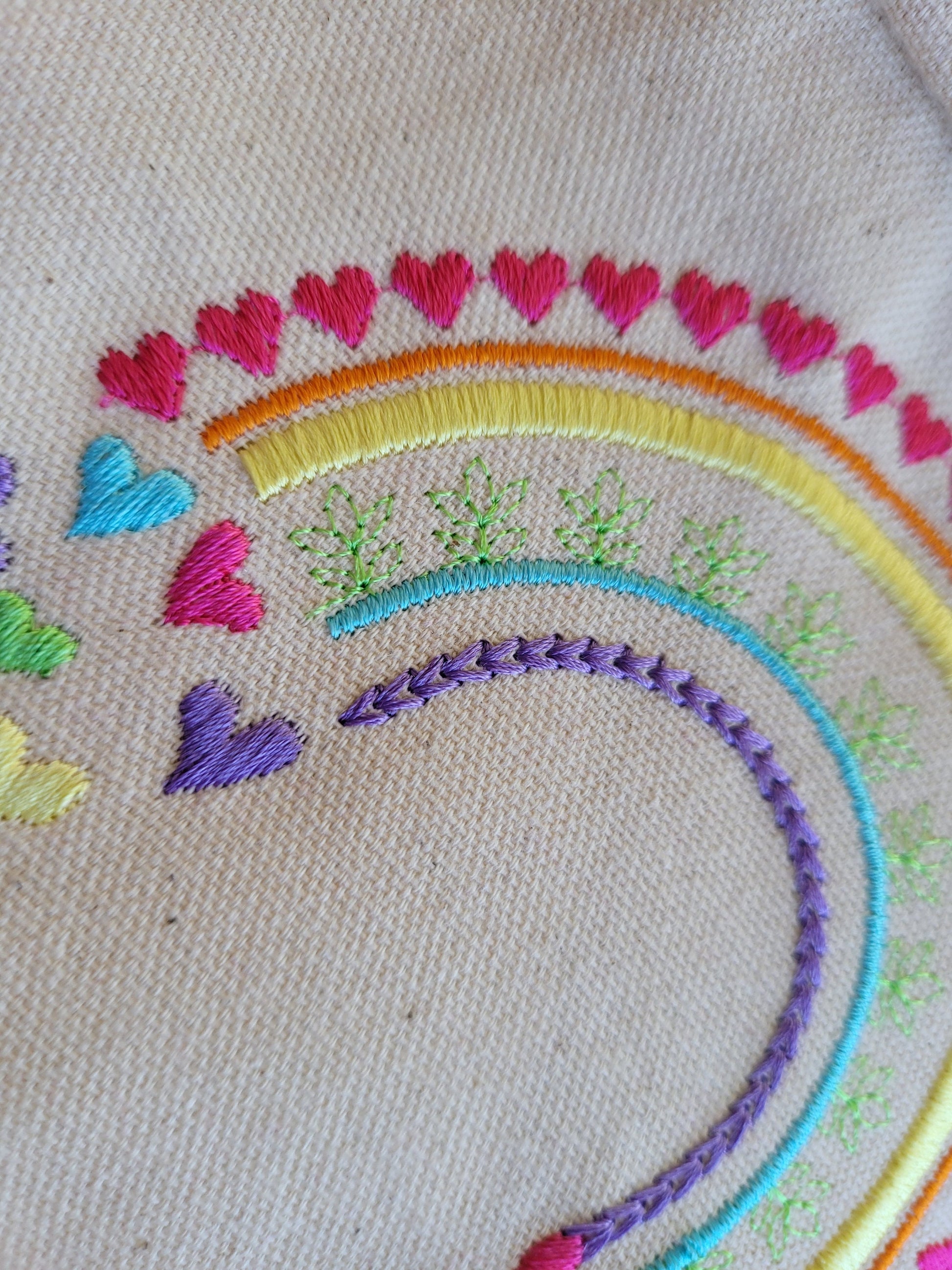 Light Stitch Rainbow Machine Embroidery Designs Girly Rainbow Falling Hearts Cute Boho