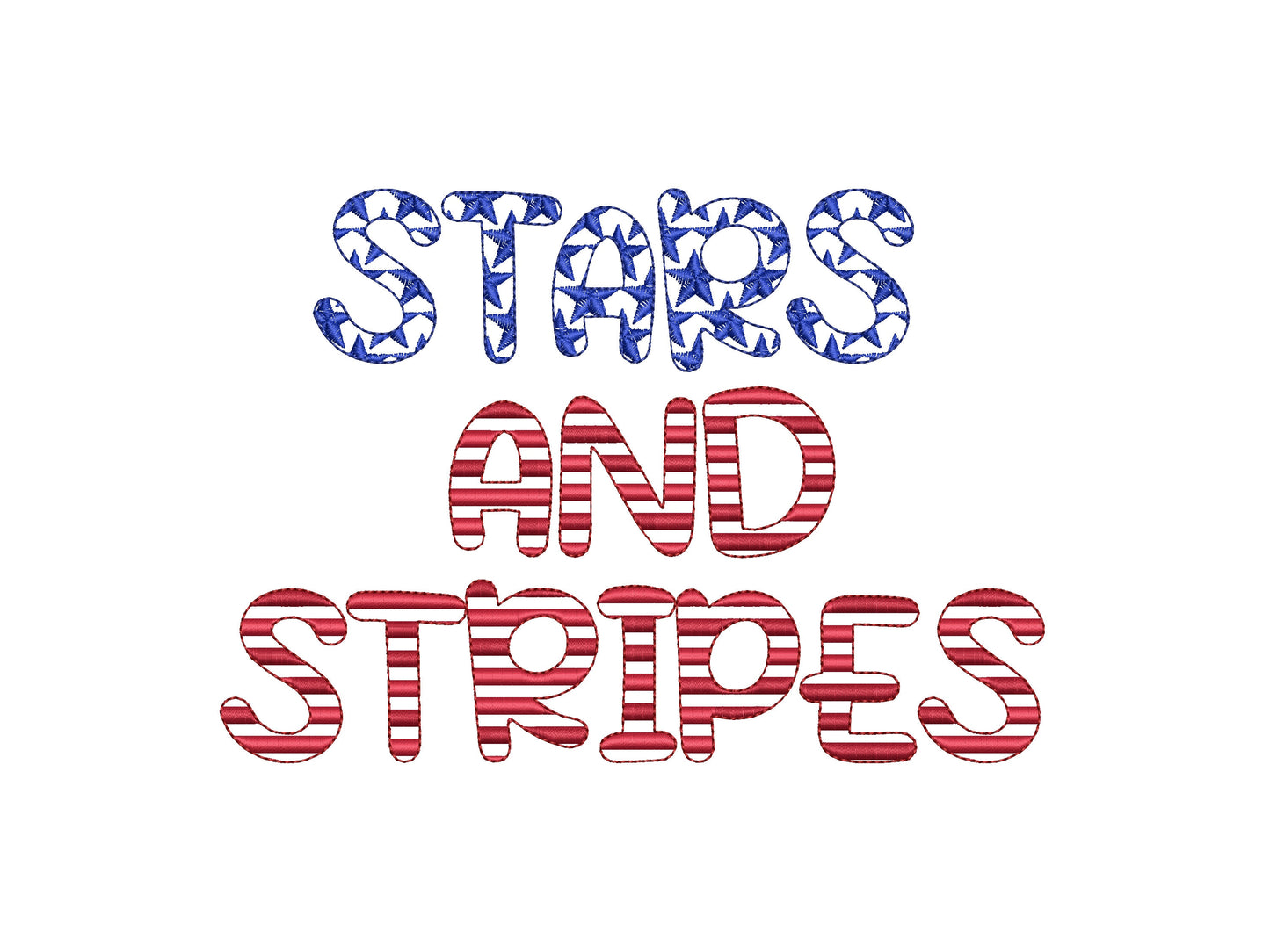 Patriotic Stars and Stripes Fonts – Embroidery 1.2" 1.5" 1.8" 2.2" 2.6" 3.2" | BX PES DST JEF | Artapli