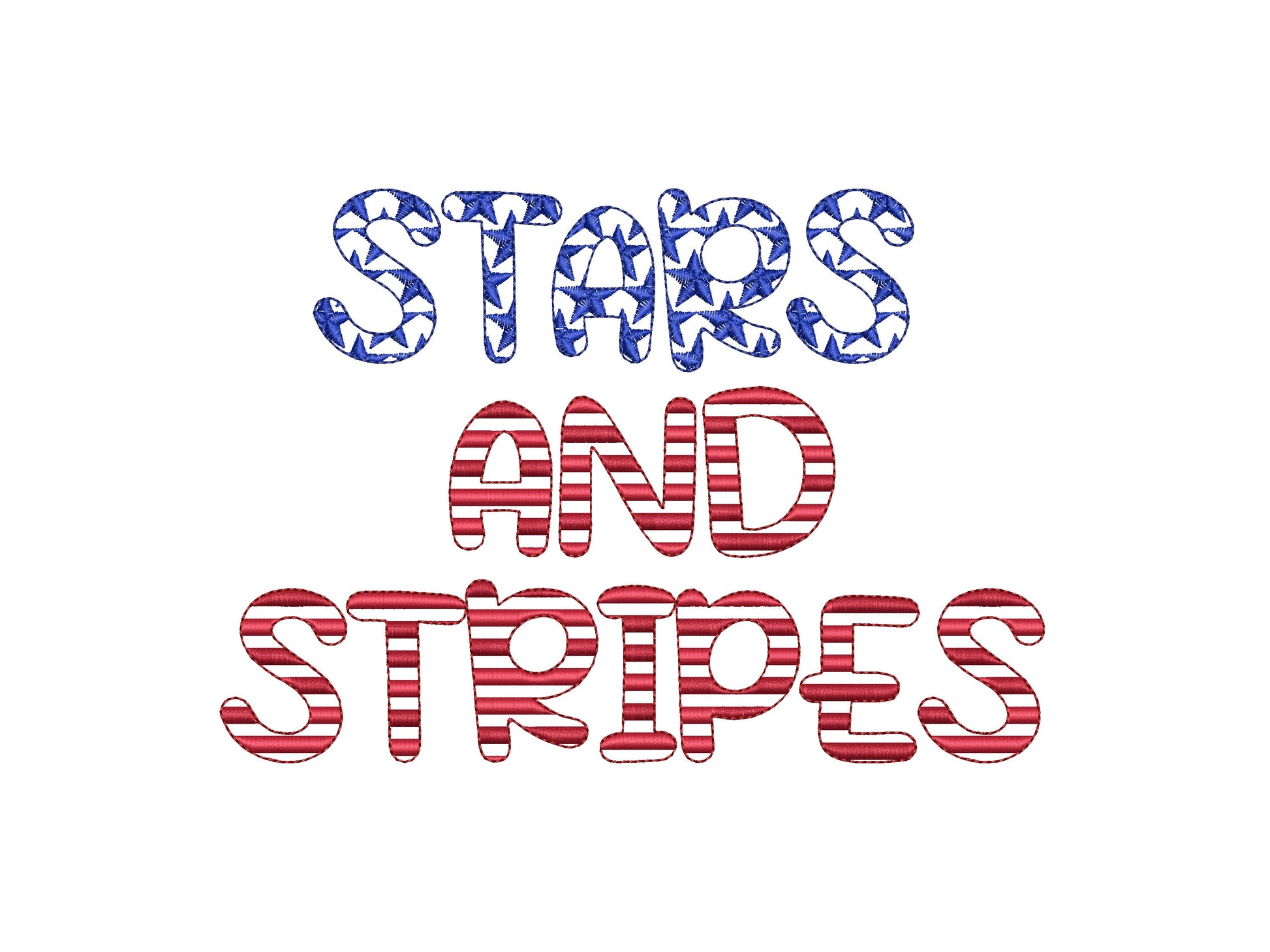 Patriotic Stars and Stripes Fonts – Embroidery 1.2" 1.5" 1.8" 2.2" 2.6" 3.2" | BX PES DST JEF | Artapli