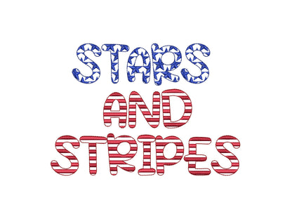 Patriotic Stars and Stripes Fonts 2 types – Sizes 1.2" 1.5" 1.8" 2.2" 2.6" 3.2" BX Digital Font File | Artapli