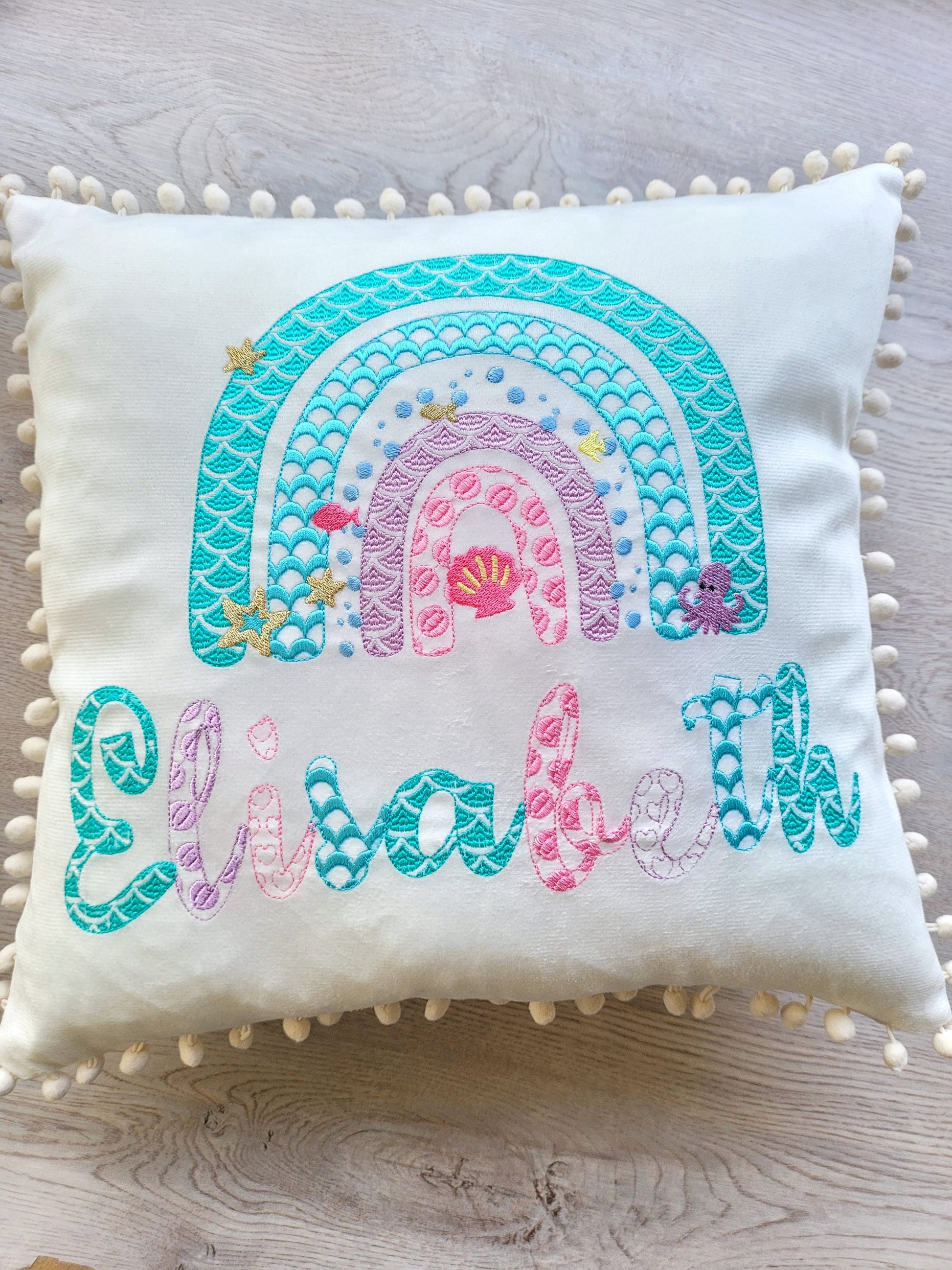 Mermaid summer sea beach Rainbow – Kids embroidery design by Artapli