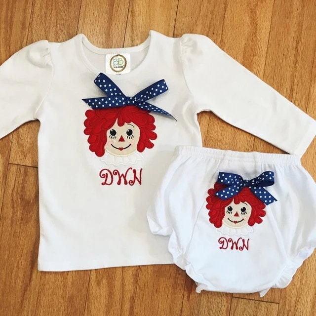 Raggedy Ann vintage doll looped hairs Applique machine embroidery designs
