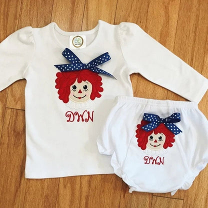Raggedy Ann vintage doll looped hairs Applique machine embroidery designs