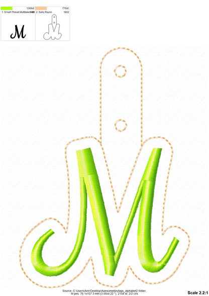 Script Monogram keychain ITH – Bag embroidery design by Artapli