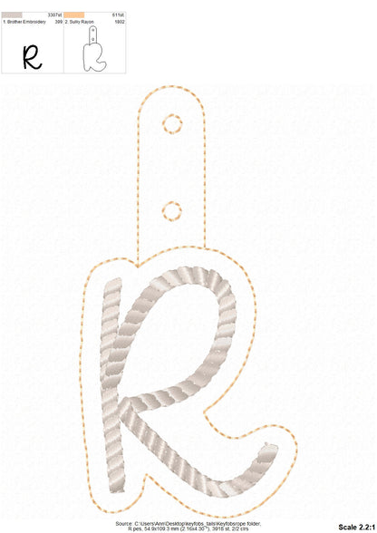 Rope Stitch Monogram Keychain ITH – Sizes 3.5" 4" BX Digital Font File | Artapli