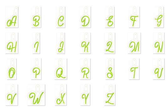 Key fob snap tab Monogram script initial letters from A up to Z in the hoop ITH keyfob bag tag keychain machine embroidery designs