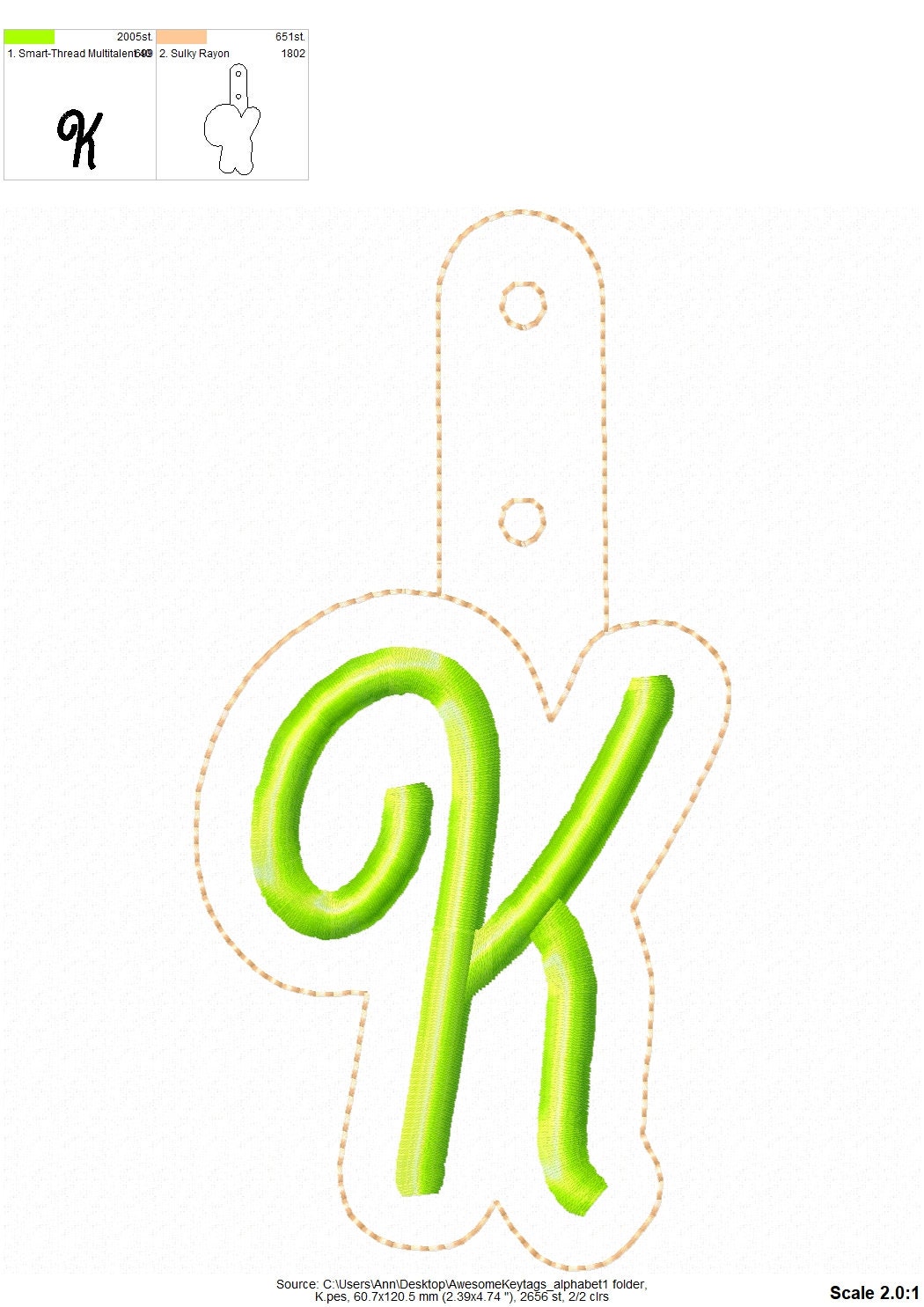 Key fob snap tab Monogram script initial letters from A up to Z in the hoop ITH keyfob bag tag keychain machine embroidery designs