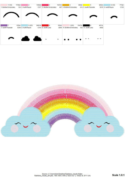 Cute Rainbow with pretty clouds machine – Cloud embroidery design by Artapli