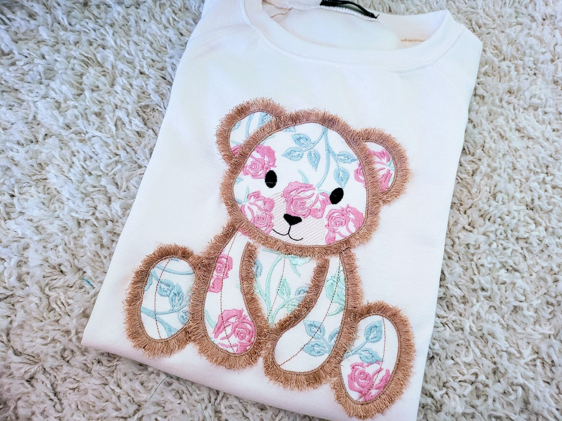 Fringed Teddy Bear Applique
