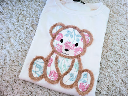 Fringed Teddy Bear Applique