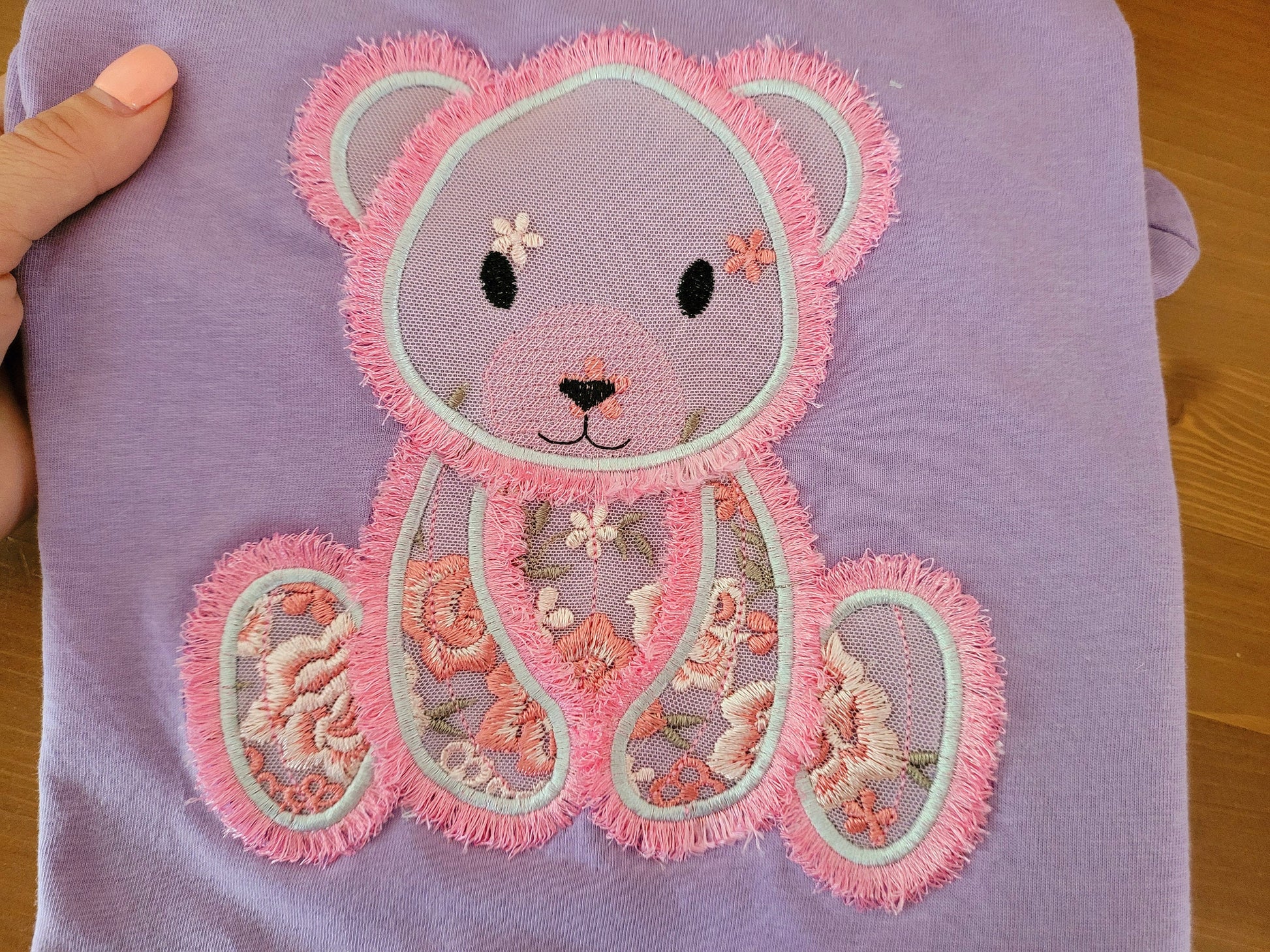 Fringed Teddy Bear Applique