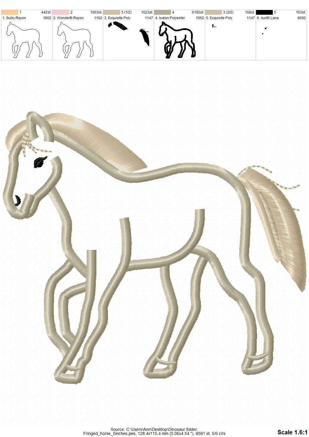 Fringed fluffy hair Horse Applique machine embroidery designs for hoop 4x4, 5x7, 6x10 fringe fur chenille horse hair tulips and butterfly