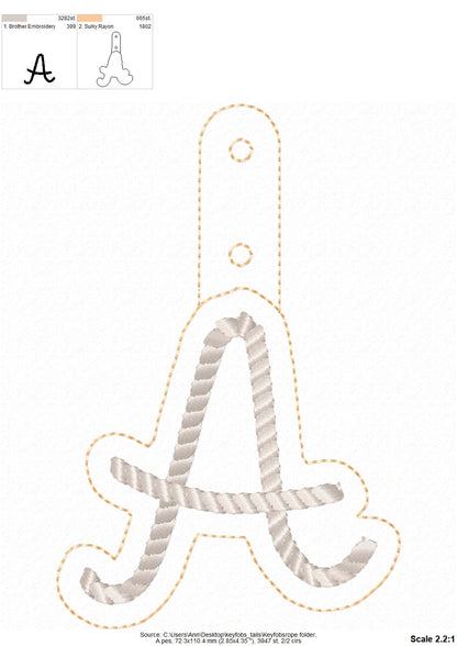 Rope Stitch Monogram Keychain ITH – Instant Download | Artapli