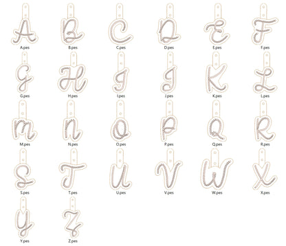 Rope Stitch Monogram Keychain ITH – Bag Tag machine embroidery design by Artapli