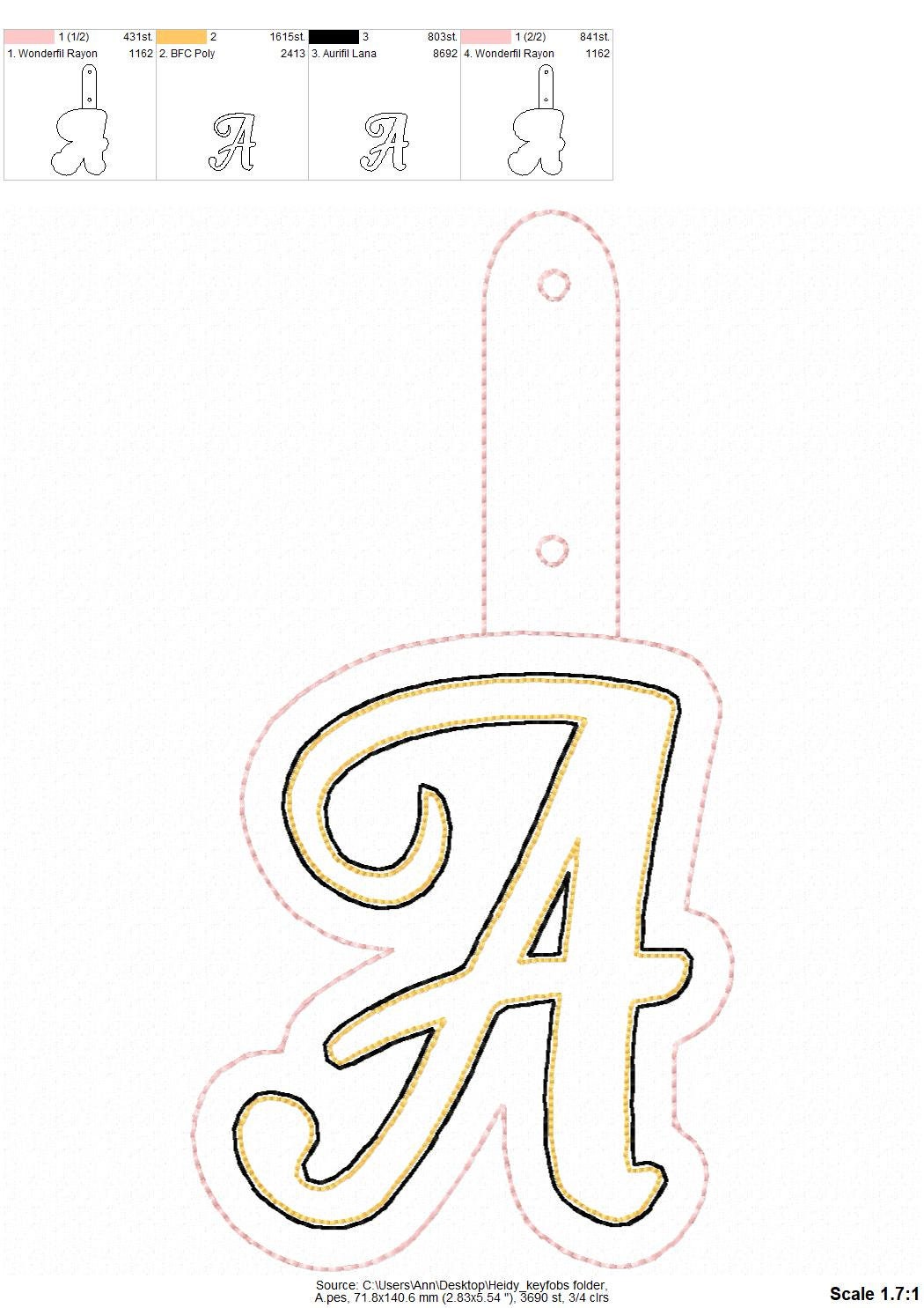 Puffy Foam Monogram Keychain – 3D machine embroidery design by Artapli