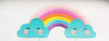 Adorable Rainbow with pretty clouds machine embroidery – Instant Download | Artapli