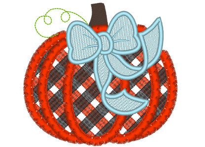 Light Stitch Tartan Gingham and Fringed Pumpkin With Bow ITH Project Fringe in the Hoop Machine Embroidery Designs, Fluffy Pumpkin - Etsy