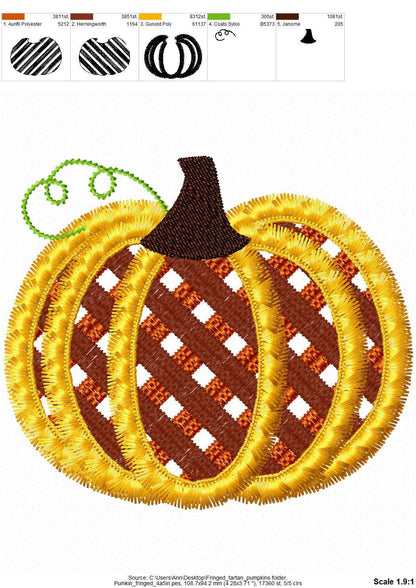 Light Stitch Tartan Gingham Fringed Pumpkin ITH Project Fringe in the Hoop Machine Embroidery Designs Fluffy Chenille Fall Pumpkin - Etsy