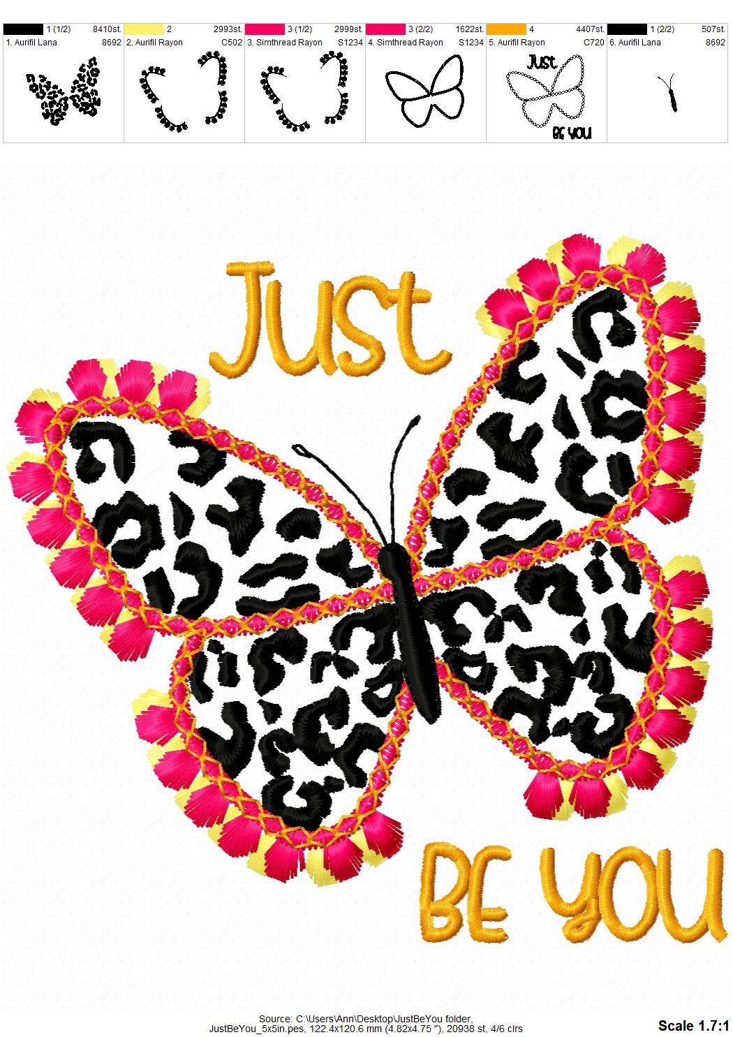 Retro Fringed butterfly leopard print be you machine embroidery designs  4, 5, 6  & 7 inches fringed Fluffy, chenille