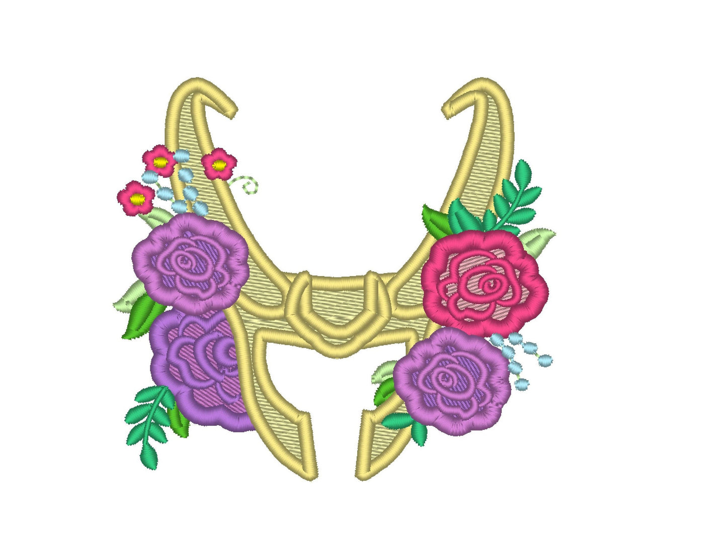 Loki Flowers Loki mask with flowers floral crown Applique Embroidery 4" 5" 6" 7" 10" | PES DST JEF | Artapli
