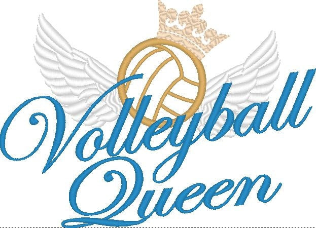 Volleyball Queen Simply and With Curls Grafiti on Background - Machine Embroidery Applique Designs