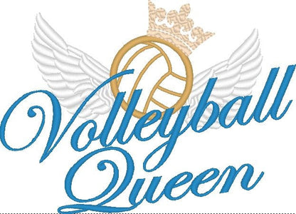 Volleyball Queen Simply and With Curls Grafiti on Background - Machine Embroidery Applique Designs