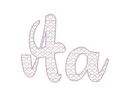 Heart Patterned Font – Embroidery 1.8" 2.3" 2.9" 3.5" 4.2" 5" | BX PES DST JEF | Artapli