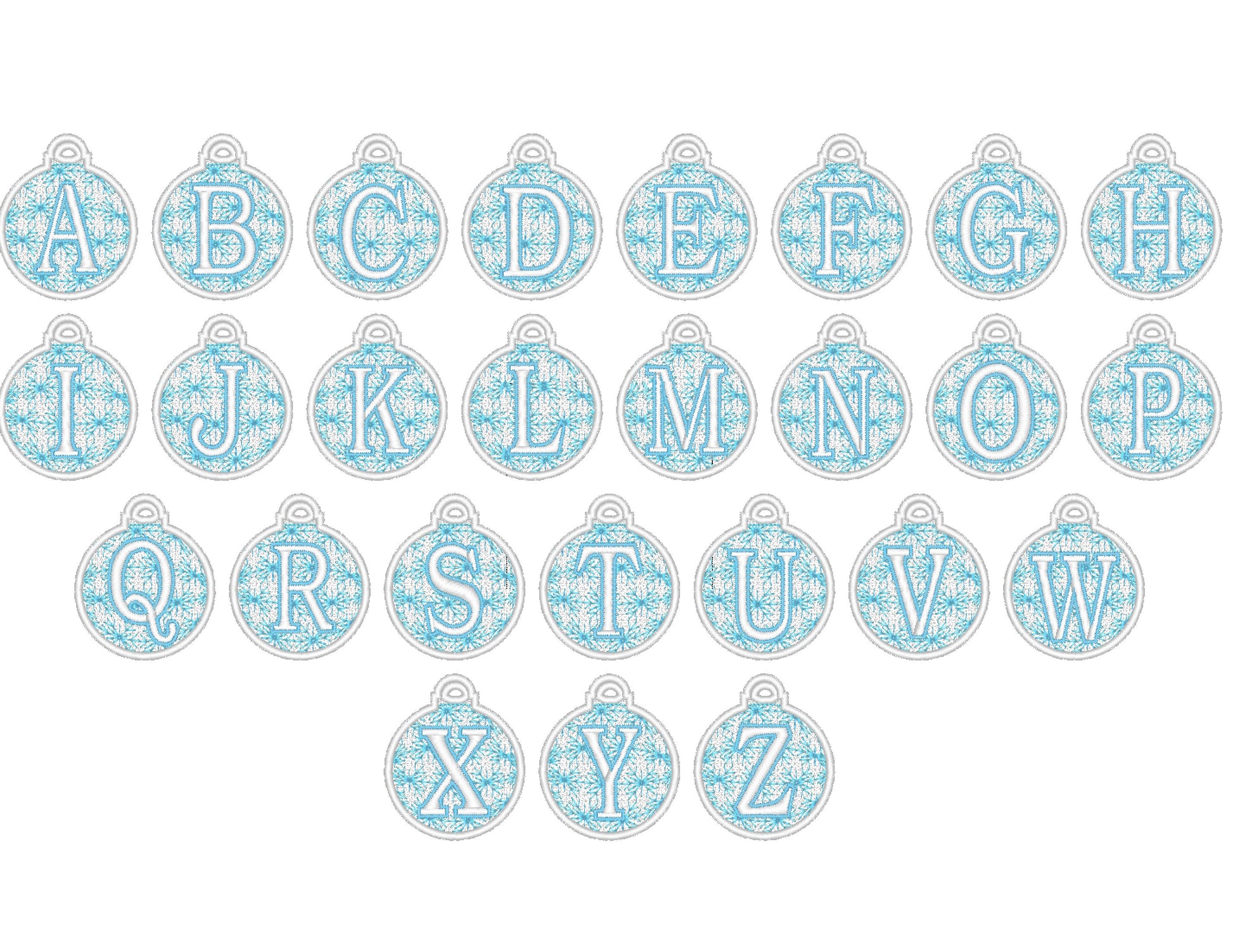 Christmas Alphabet monogram Ornaments and unique hanger bow ribbon FSL free standing lace SET Snowflake machine embroidery designs classic