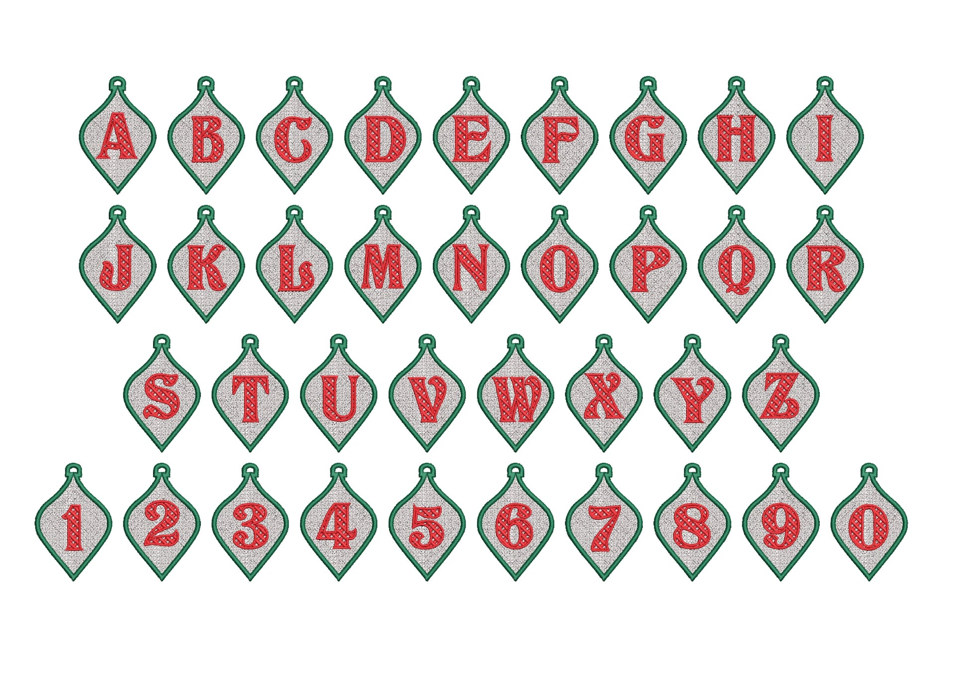 Christmas Alphabet monogram Ornaments and unique hanger bow ribbon FSL free standing lace SET Snowflake machine embroidery designs classic