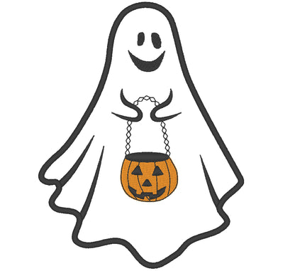 Halloween Happy groovy Ghost Little Boo and Pumpkin Applique design machine embroidery designs sizes for hoop 4x4  5x7  6x10 kids cute ghost