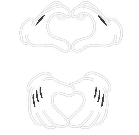 Miss or Mister Mouse valentine hand heart fill stitch and applique machine embroidery designs