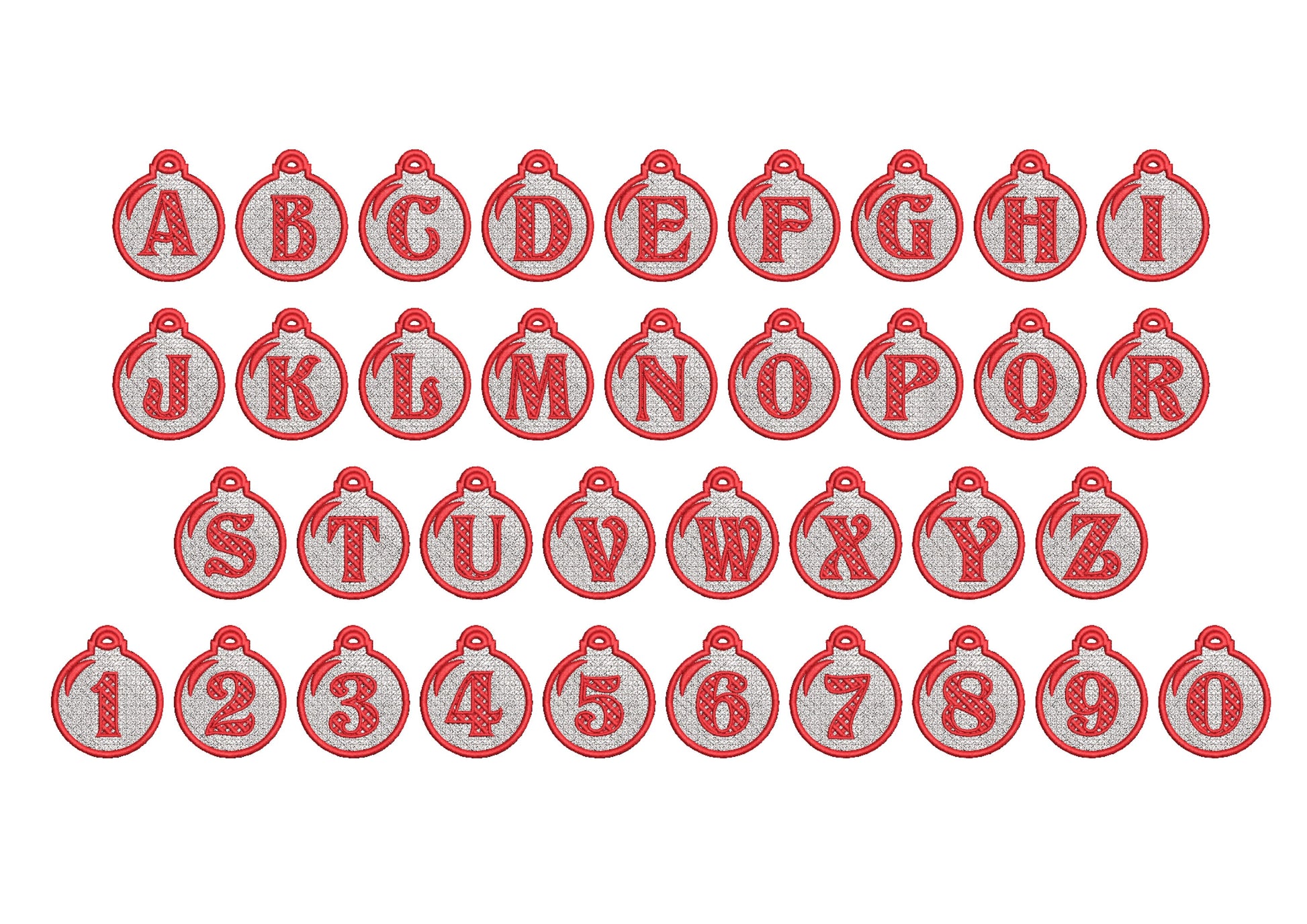 Christmas Alphabet monogram Ornaments and unique hanger bow ribbon FSL free standing lace SET Snowflake machine embroidery designs classic