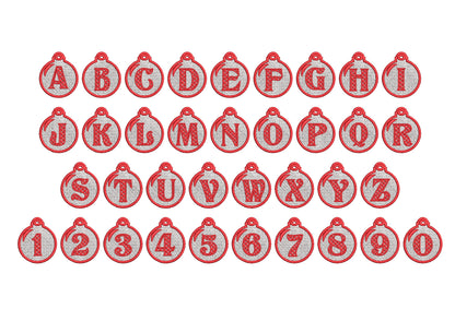 Christmas Alphabet monogram Ornaments and unique hanger bow ribbon FSL free standing lace SET Snowflake machine embroidery designs classic
