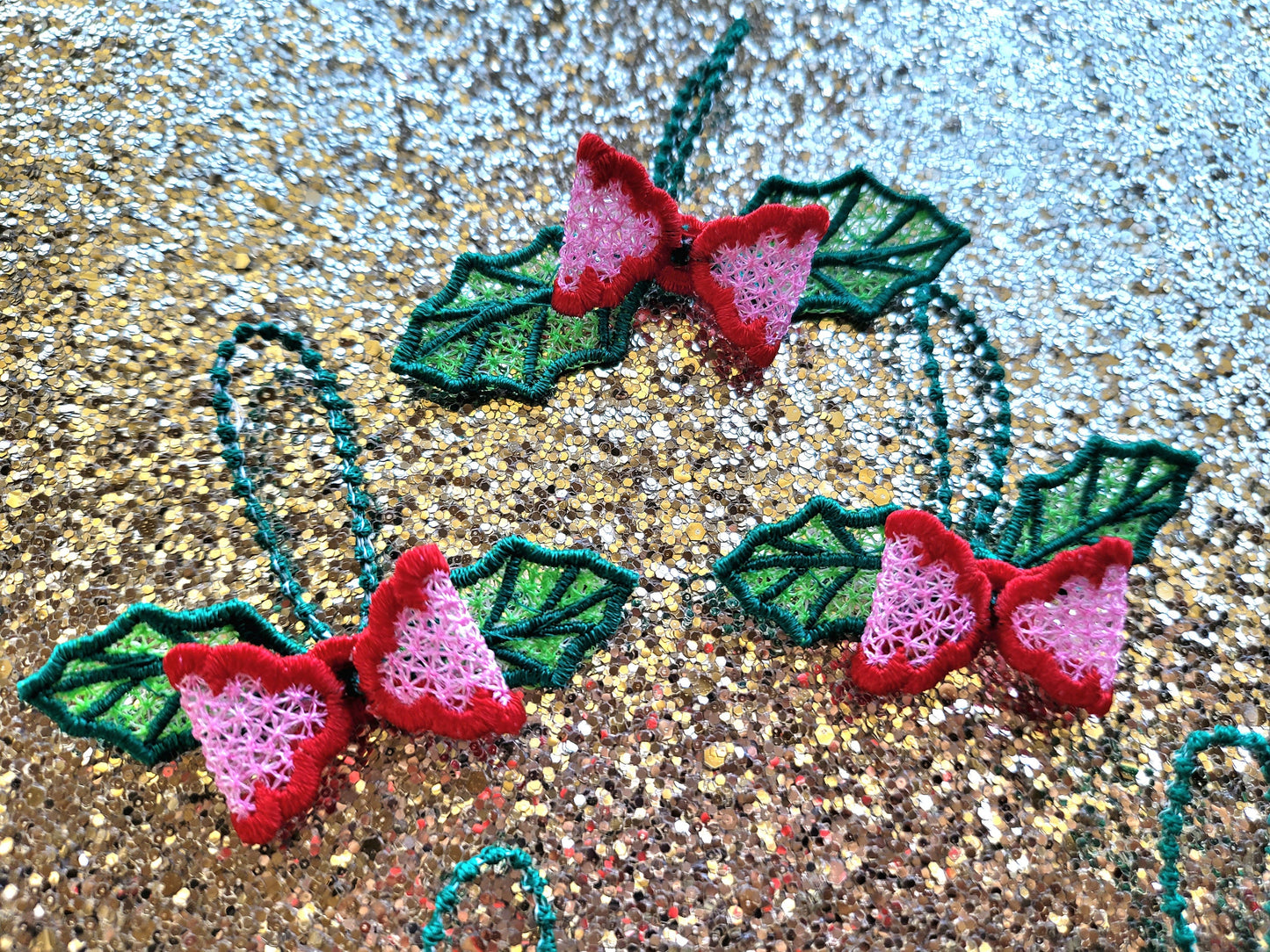 Christmas Tree Ornament Unique Hanger Bow - image 1