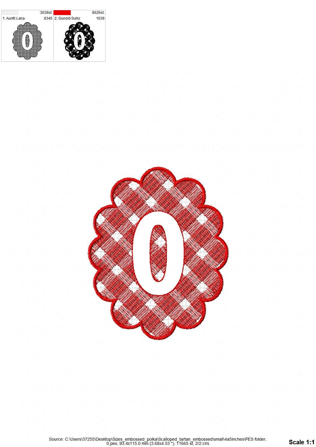 Gingham scalloped Monogram in oval shape embossed initial letters A-Z machine embroidery designs Christmas wedding