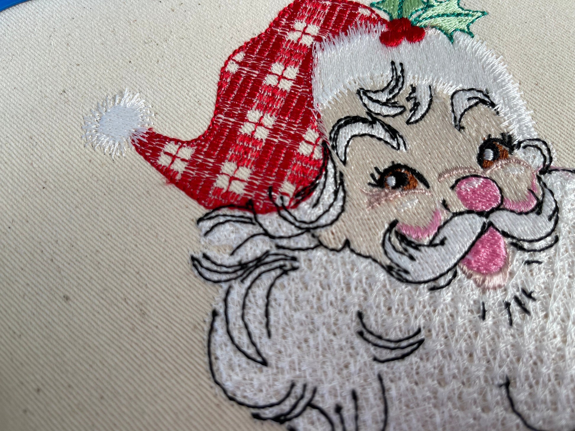 Retro Gingham Santa Clause Merry Christmas faux chenille Machine embroidery designs