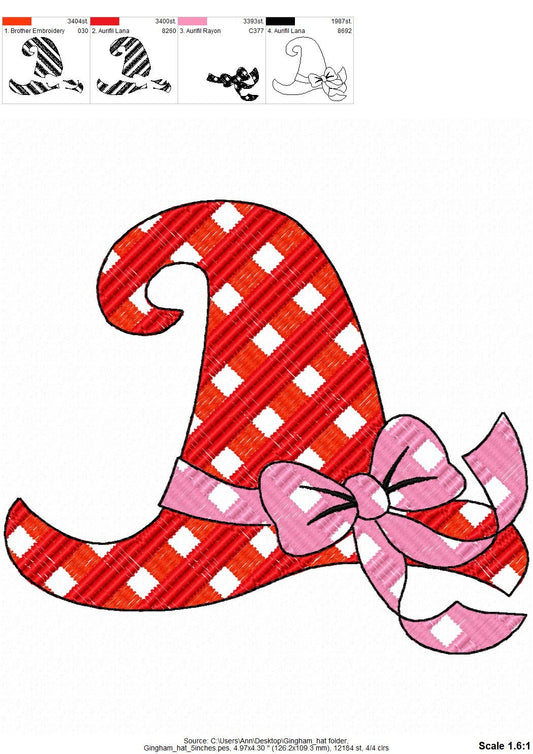 Gingham Witch Hat with Bow – Instant Download | Artapli