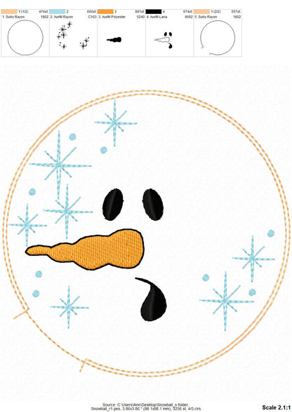 Snowball for playing snow fight SET of 6 ITH In The Hoop Machine Embroidery designs in one step super simply ITH Christmas kids plushie ball