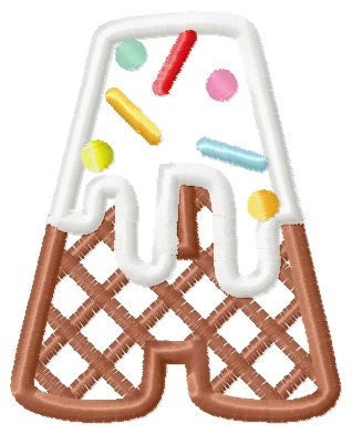 Ice cream and waffle Font Applique machine embroidery designs kids Birthday shirt sweet monogram name alphabet