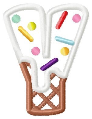 Ice cream and waffle Font Applique machine embroidery designs kids Birthday shirt sweet monogram name alphabet