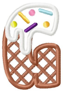 Ice cream and waffle Font Applique machine embroidery designs kids Birthday shirt sweet monogram name alphabet