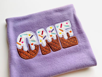 Ice cream and waffle Font Applique machine embroidery designs kids Birthday shirt sweet monogram name alphabet
