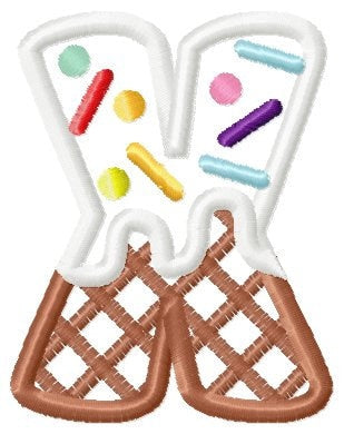 Ice cream and waffle Font Applique machine embroidery designs kids Birthday shirt sweet monogram name alphabet