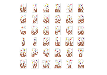 Ice cream and waffle Font Applique machine embroidery designs kids Birthday shirt sweet monogram name alphabet